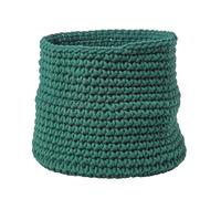 Cotton Knitted Round Storage Basket, 42 x 37 cm Homescapes Dark Green One Size