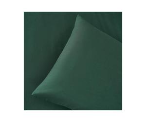 (Forest Green, Double) OHS Plain Dyed Duvet Cover Quilt Bedding Set With Pillowcase Single Double King Size