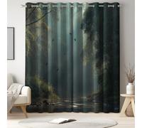 Forest Green Kids Bedroom Curtains, Blackout Curtains, Thermal Curtains, Eyelet Curtains, Nature, Jungle Bird, Light Blocking, 46" x 54", Noise Reducing, Privacy