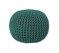 (Forest Green) Knitted Cotton Pouffe Footstool Round 35 x 40 cm