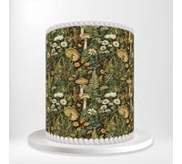 Forest Green Mushroom and Daisy Dell Scene Wrap Around Print A4 Edible Paper Icing Sheet Cake Topper Side Ribbon Border Decor for Personalised Themed Decorations