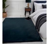 Forest Green Plain Shaggy Easy To Clean Polyester Rug For Living Room, Bedroom - 150Cm X 200Cm