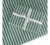 Forest Green Striped Wrapping Paper - Gift Wrap for Birthdays, Christmas, Parties & Special Occasions - Chic Sage & Dark Green Design - For Men & Women - Large Roll (50cm x 3.6m)