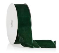 Forest Green Velvet Ribbon 2 inch x 20 Yards, Christmas Ribbon Perfect for Christmas Tree Wreath Flower Bouquet Decoration, Handmade Crafts Ornaments, Gift Wrapping & Bow Making