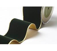 Forest Green Velvet with Gold Back & Wired Gold Edge 60mm Ribbon by May Arts on a 1m Length (N.B. This is Cut from a roll)