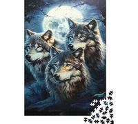 Forest Grey Wolf 1000 Piece Jigsaw Puzzle Paper for Adults Moonlit Night Scene Relaxing Puzzle Game Home Decor Gift 70x50cm/1000pcs