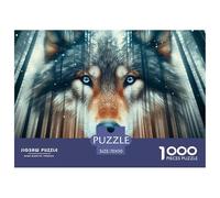 Forest Grey Wolf 1000 Piece Jigsaw Puzzle Paper for Adults Nature Animal Scene Concentration Booster Home Decor Stress Relief Gift 70x50cm/1000pcs