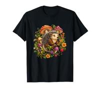 Forest Hedgehog Among Mushrooms and Wildflowers T-Shirt
