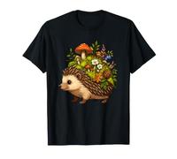 Forest Hedgehog with Mushrooms and Flowers T-Shirt