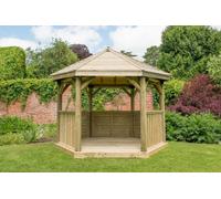 Hexagonal 3.6m Timber Roof Gazebo (Installed) - Treated Timber - Forest Garden