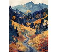 Forest Highway Diamond Art Kits for Adults, 5D Full Drill Crystal Diamond Painting Complete Set, Cross Stitch Mosaic Gem Art Craft for Home Wall Decor 14x20 in, Modern Adult Crafts Gifts 0j-779