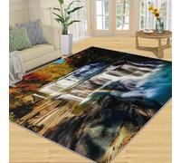Forest Home Decoe Rug， Rainbow Waterfall Anti-Slip Washable Rugs， Colorful Forest Rock Waterfall Apply To Living Room Bedroom Dining Room Corridor (140x200cm)