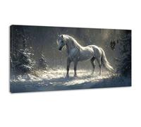 Forest Horse Painting by Numbers for Adults, Painting by Numbers Kits Canvas, DIY Color Oil Paintings Acrylic Paints, with 3- Paintbrushes, Hobbies for Adults Women 12x24in Without Frame 0z-310