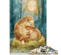 Forest Hugs - Hedgehog Moonlight Boho Paperland Cute Nursery Wall Decor Puzzle Jigsaws 1000 Pieces for Adults & Teenager Age 12 Years Up Christmas Eve Gifts 1000pcs (75x50cm)