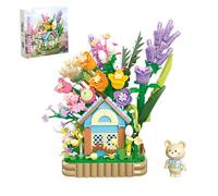 Forest Hut Mini Building Block Set, Creative Flower Bear Architecture Model Toys, STEM Magic Construction House Micro Bricks Kit, Ideas Gifts for Kids Adults