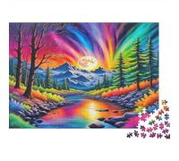 Forest Illustration Jigsaw Puzzle 1000 Pieces Recycled Snow Mountain Puzzles for Kids Parent Child Game Props Developing Children‘s Intelligence Educational 52x38cm/1000pcs