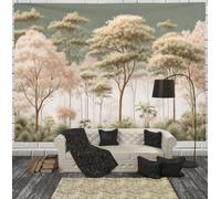 Forest Illustrations Tapestry Wall Hanging, Tree Vegetation In The Fog Wall Home Decor for Bedroom Aesthetic,Dorm, College, Living Room, 200 x 150cm, Sage Green