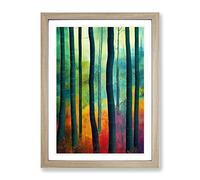 Forest In Colour No.3 Framed Print | A3 Oak Framed Wall Art | Ready to Hang | Modern Landscape Picture | Living Room Bedroom Lounge Office