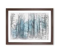 Forest In Frankfurst Germany In Abstract Modern Art Framed Wall Art Print, Ready to Hang Picture for Living Room Bedroom Home Office Décor, Walnut A4 (34 x 25 cm)