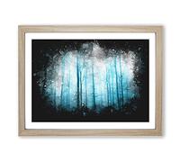 Forest In Frankfurt Germany Paint Splash Modern Art Framed Print | A3 Oak Framed Wall Art | Ready to Hang | Modern Landscape Picture | Living Room Bedroom Lounge Office