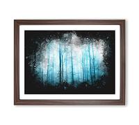 Forest In Frankfurt Germany Paint Splash Modern Art Framed Wall Art Print, Ready to Hang Picture for Living Room Bedroom Home Office Décor, Walnut A2 (64 x 46 cm)