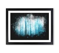 Forest In Frankfurt Germany Paint Splash Modern Art Framed Wall Art Print, Ready to Hang Picture for Living Room Bedroom Home Office Décor, Black A4 (34 x 25 cm)