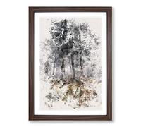 Forest in Russia Watercolour Framed Print | A2 Walnut Framed Wall Art | Ready to Hang | Modern Landscape Picture | Living Room Bedroom Lounge Office