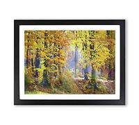Forest In The Fall Modern Art Framed Print | A3 Black Framed Wall Art | Ready to Hang | Modern Landscape Picture | Living Room Bedroom Lounge Office