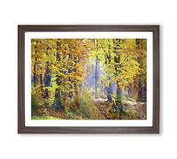 Forest In The Fall Modern Art Framed Print | A4 Walnut Framed Wall Art | Ready to Hang | Modern Landscape Picture | Living Room Bedroom Lounge Office
