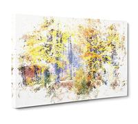 Forest In The Fall Watercolour Canvas Print | Gallery Wrapped 30mm Frame Wall Art | 30x20 inches | Ready to Hang | Modern Landscape Picture | Living Room Bedroom Lounge Office