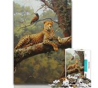 Forest Jungle Deer Cheetah 1000 Piece Jigsaw Puzzle for Adults And Teenagers,Challenging To Complete But Fun And Humorous Unique Home Decor And Gifts (38x26cm)