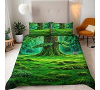 Forest Jungle Duvet Cover Single Size Plants Green Bedding Set Adults Ultra Soft Microfiber Quilt Cover 3PCs with Zipper and 2 Pillowcases Closure Decor Bedspread Cover Y144