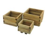 Forest Kendal Square Wooden Garden Planter 1'8x1'8 (0.5x0.5m) - Set of 3