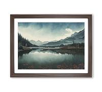 Forest Lake Dreams Framed Print | A2 Walnut Framed Wall Art | Ready to Hang | Modern Landscape Picture | Living Room Bedroom Lounge Office