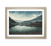 Forest Lake Dreams Framed Wall Art Print A2 Oak