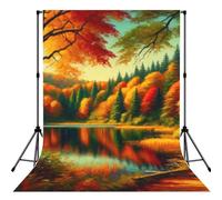 Forest-Lake-In-Autumn 5x7ft Photography Backdrop, Photo Background With Rod Pocket, Foldable Studio Backdrop For Birthday, Wedding, Party Decoration