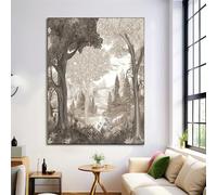 Forest Landscape Canvas Wall Art Painting - Wall Decor Modern Sepia Pictures Room Decoration Medieval Art Print Poster Artwork For Living Room Home Decor Unframed 20X28In