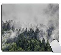 Forest Landscape Mouse Pad,Watercolor Nature Mountain Misty Pine Foggy Plants Smokey Green Pine Tree Woodland Scenery Rectangular Mouse Pad, Non-Slip Rubber MousePads for Office Home Laptop