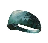 Forest Landscape Print Non-Slip Elastic Running Headband, Sweat Absorbing Stretchy Hair Bands For Gym Yoga, Soft Skin-Friendly Foldable Workout Headband
