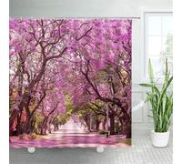 Forest Landscape Shower Curtain Maple Trees Road Plants Fallen Leaves Rural Scenery Wall Hanging Bathroom Decor Curtains,3949AG,180x200cm,70x78in