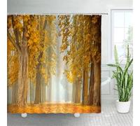 Forest Landscape Shower Curtain Maple Trees Road Plants Fallen Leaves Rural Scenery Wall Hanging Bathroom Decor Curtains,5801AG,180x200cm,70x78in