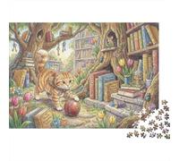 Forest Library 1000 Piece Jigsaw Puzzle,Adults & Kids 14+,Impossible Challenge,Gift Idea Cat,Home Wall Decor,Premium Cardboard,Educational Toy,Stress Relief 38x26cm/1000pcs