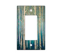 Forest Light Switch Cover Plates/Outlet Covers, Blue Green Nature Design for Home Decor, Thermoplastic Wall Plates, Standard Size Single Rocker