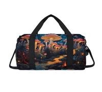 Forest Magic Mushroom Print Sport Duffel Bag with Shoes Compartment Overnight Weekender Bags Travel Gym Luggage Organizer for Women Men Kids Girls Boys