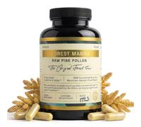Forest Manna RAW Pine Pollen Capsules - Adaptogenic Functional Nutrition - Single Origin Pine Pollen - Vegan, Gluten-Free, & Non-GMO - 120 Capsules