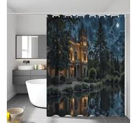 Forest Manor Shower Curtains For Bathroom Deep Blue Night Sky Landscape Wet Room Shower Curtain, Washable Waterproof Cloth Fabric Bathroom Bathtub Curtain Set With Hooks, 150X180Cm