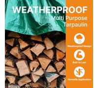 Forest Master Durable and Lightweight Tarpaulin - Waterproof, UV-Resistant and Windproof - Reinforced for Strength with Rust Resistant Grommets 3m x 3.6m (10ft x 12ft)