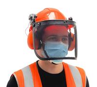 Forest Master Safety Helmet with Mesh Visor and Ear Defenders - CE Certified, for Forestry Equipment | Wood Chipper Protection (Safety Helmet with Mesh Visor and Ear Defenders)