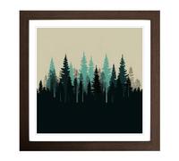 Forest Minimalism Framed Print | 18x18 Inch Walnut Framed Wall Art | Ready to Hang | Minimalist Landscape Picture | Living Room Bedroom Lounge Office