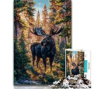 Forest Moose 1000 Piece Jigsaw Puzzles for Adults & Teens,Challenging To Complete But Fun And Humorous Unique Home Decor And Gifts (75x50cm)